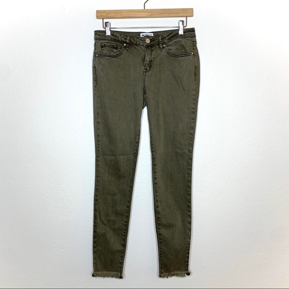 Frayed Bottom Olive Denim Pants William Rast